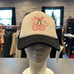 Black and White Cherry Graphic Women's Hat